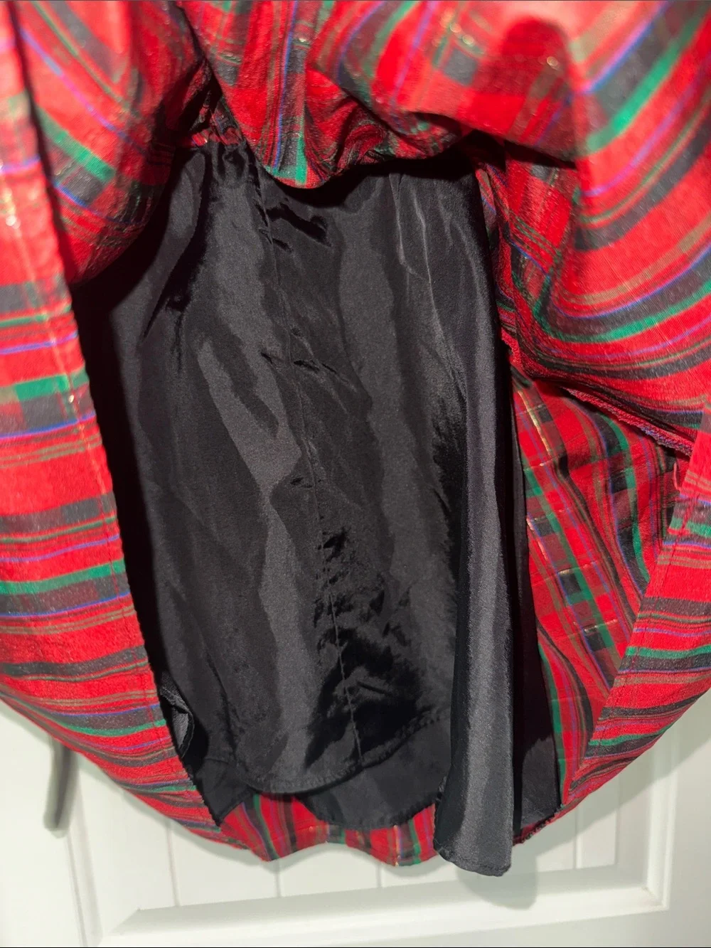 George Black Velvet Top with Red Plaid Bow Skirt holiday Dress sz 3T